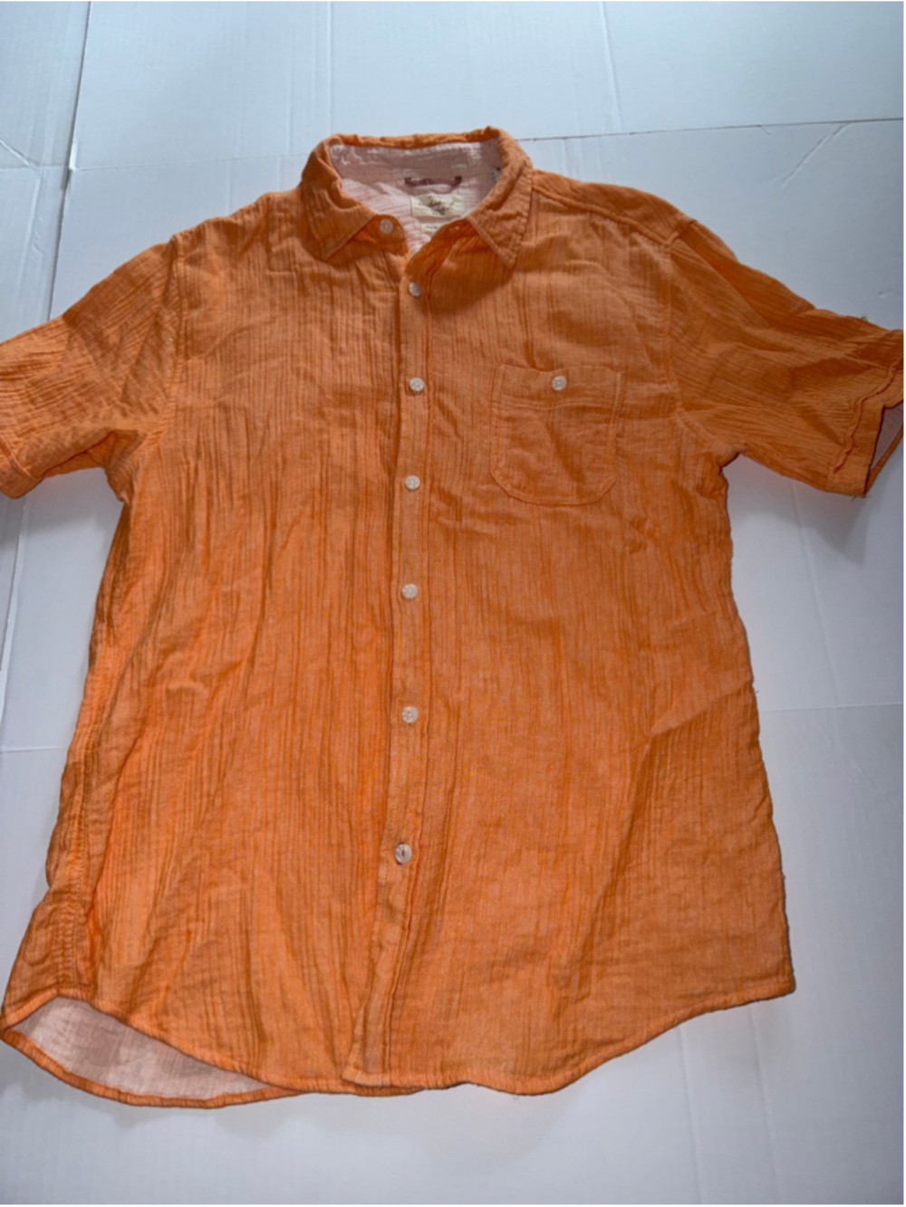 Men's Weatherproof Casual Button Down Shirt, Size L, Orange - Picture 1 of 7